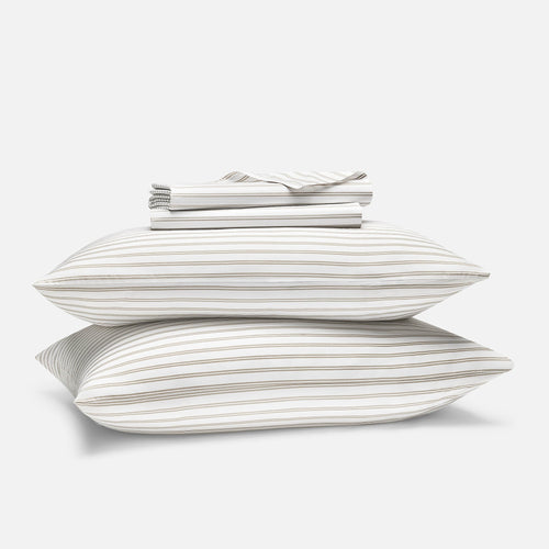 Classic Percale Core Sheet Set - Tandem Stripe in Pebble / Twin