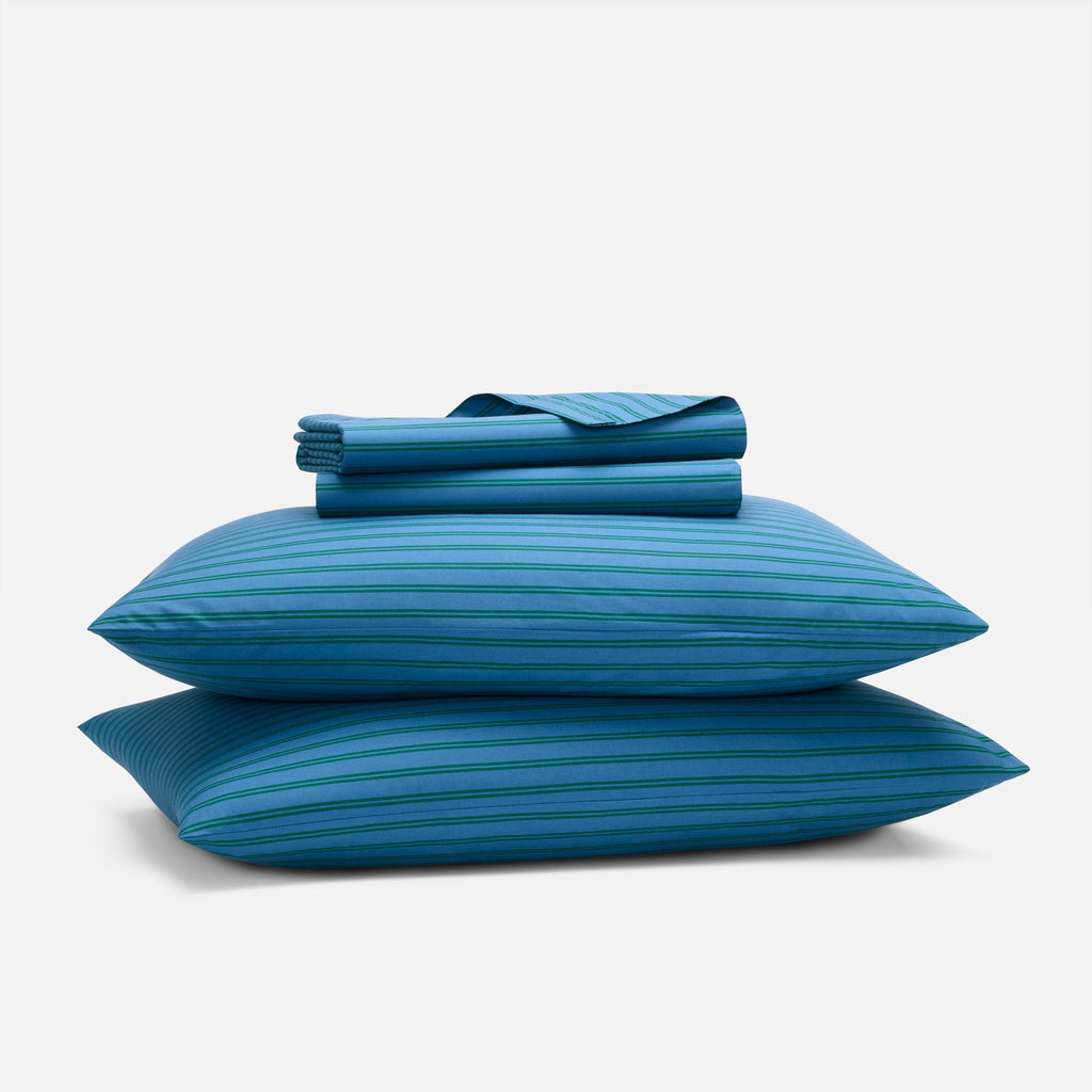 Classic Percale Core Sheet Set - Tandem Stripe in Ink / Twin