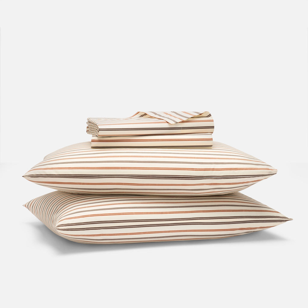 Classic Percale Core Sheet Set - Tandem Stripe in Maple / Twin