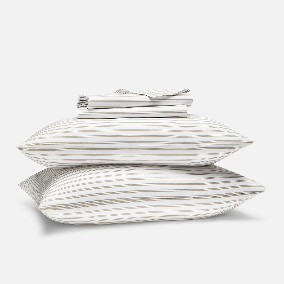Classic Percale Core Sheet Set - Tandem Stripe in Pebble / Twin