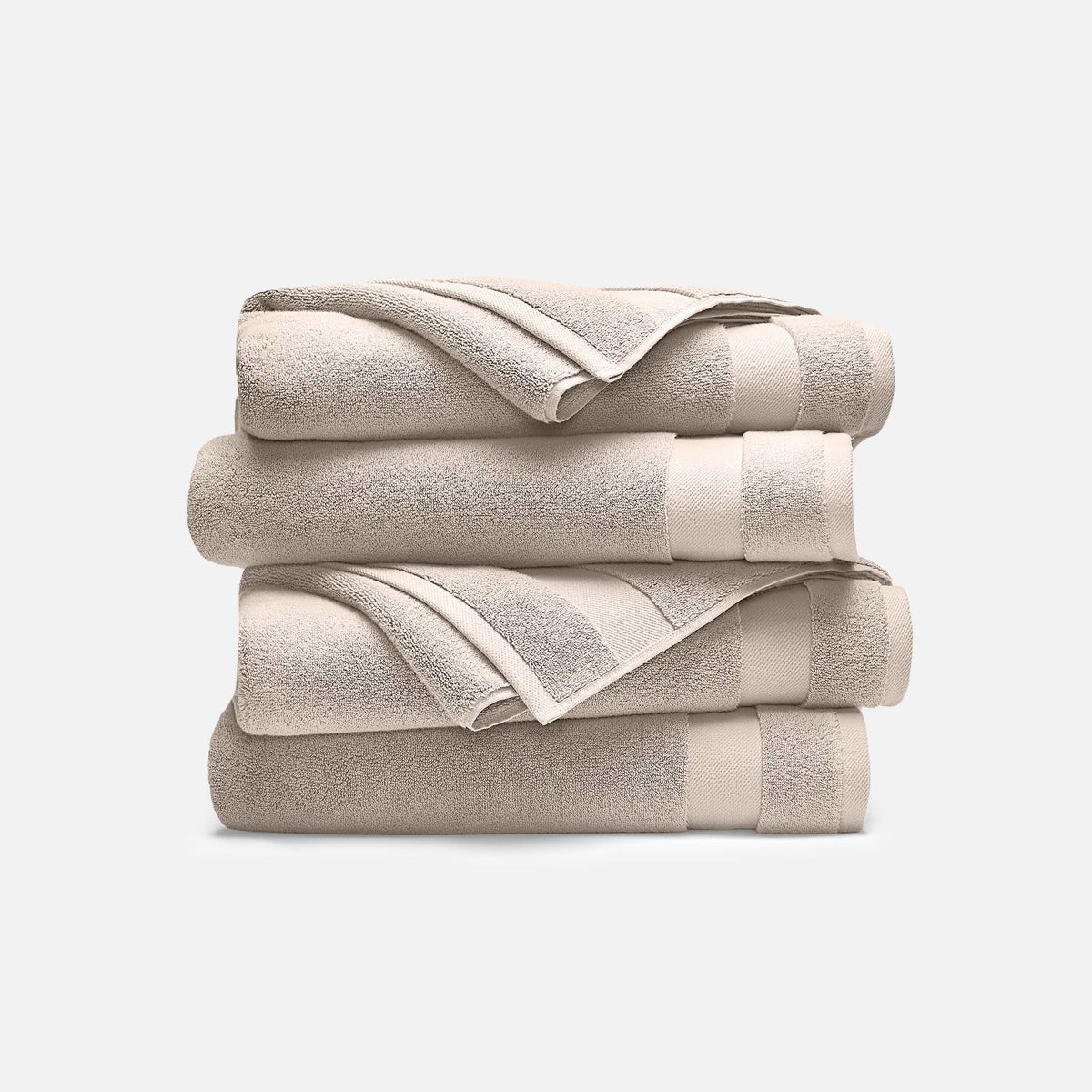 Super-Plush Set of 4 Bath Towel Bundle - Stone